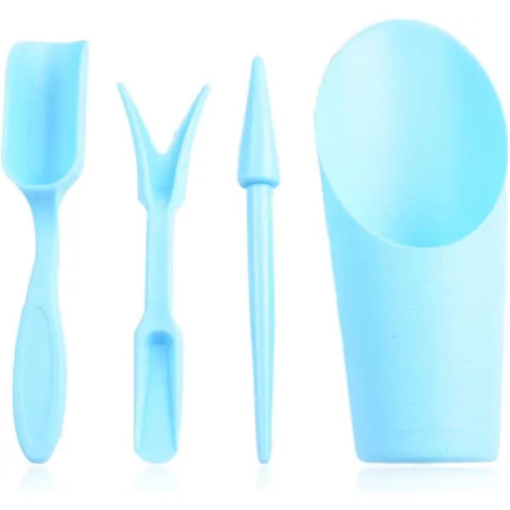 4-teiliges Gartengeräte-set, Ergonomisch, Tragbar, Multifunktional, Schwarz