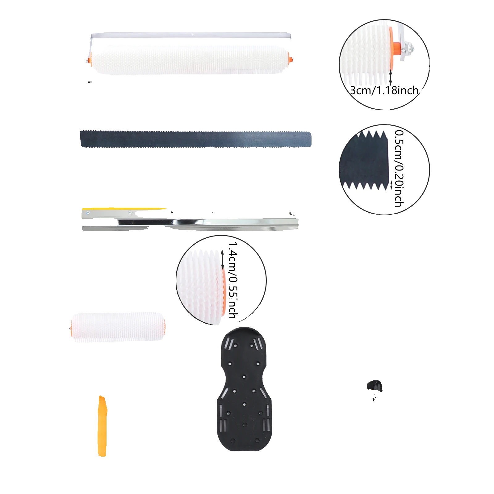 Set Zum Ausgleichen Von Betonflächen, 2 Entschäumerwalzen, Spikeschuhe, Handschuhe, Zahnabzieher, Leichte Ausführung
