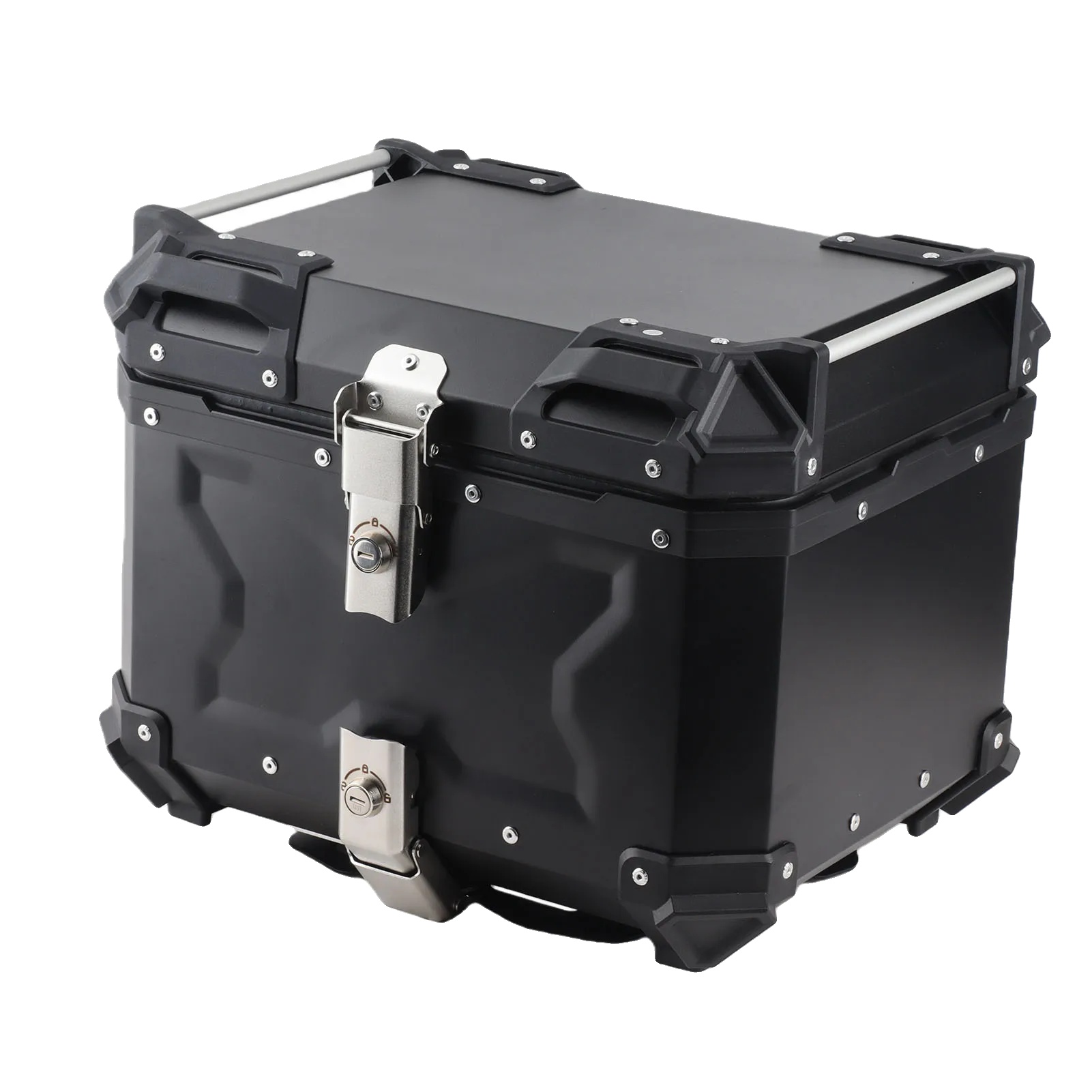 Motorradkoffer, 45 Liter Fassungsvermögen, Robuste Aluminiumkonstruktion, Schwarz