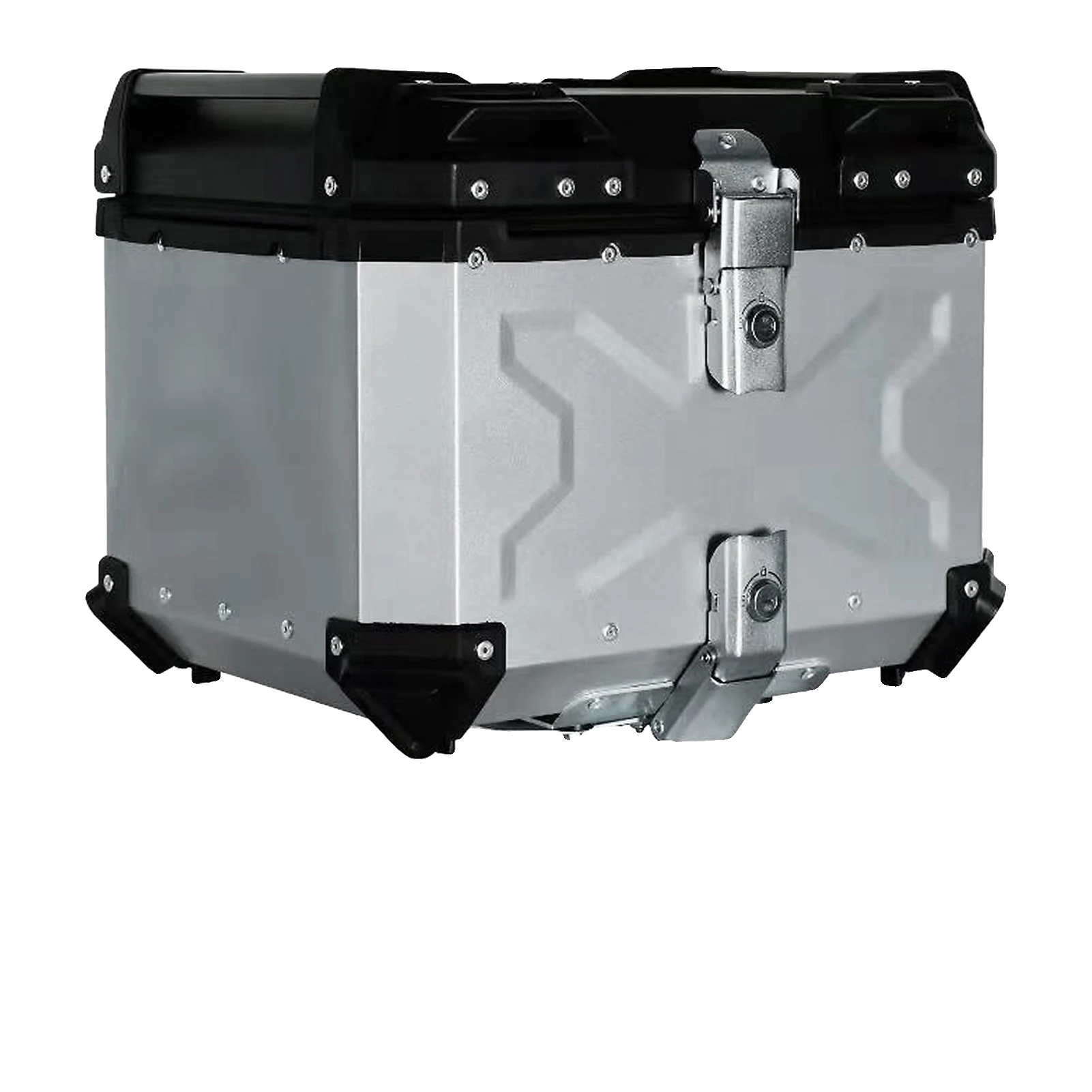 Motorradkoffer, Aluminiumlegierung, Schnellverschluss, Silber, 55 L