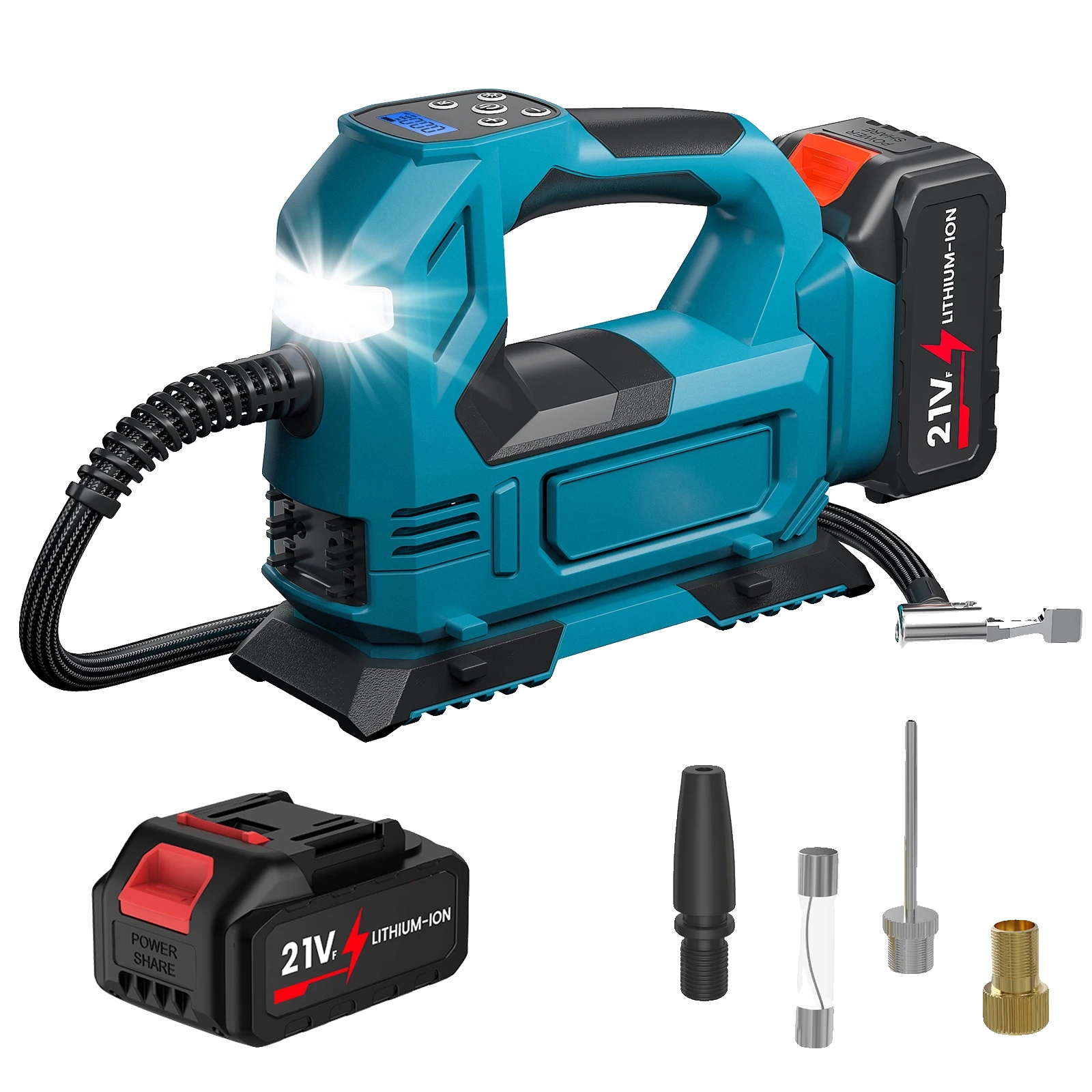 Luftpumpe, Schnellaufblasfunktion, Duale Stromversorgung, 1 Batterie