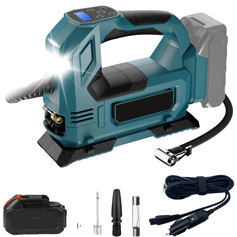 Luftkompressor, Tragbares Design, Schnelle Aufpumpfunktion, 1 Akku, 1 Eu-stecker