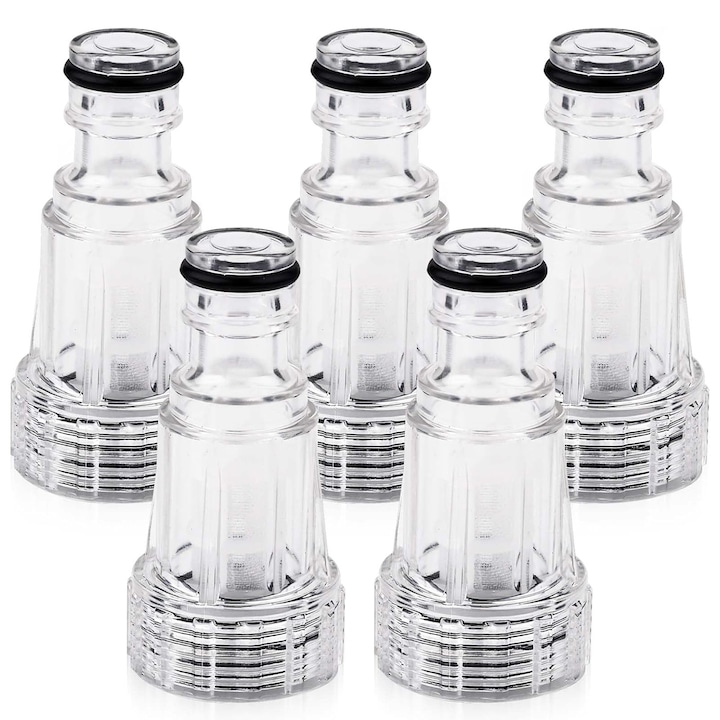 5er-set Wasserfilter Für Hochdruckreiniger, Axroad Mall, Mit Dichtungsring Und 3/4"-anschluss, Leicht Zu Demontieren Und Zu Reinigen, Kunststoff, Transparent