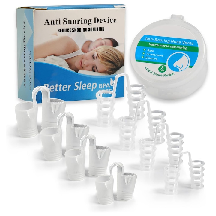 8er-set Anti-schnarch-nasenschienen, Axroad Mall, Ergonomisches Design, Leicht Zu Verstauen Und Zu Transportieren, Bpa-frei, Ungiftig, In 2 Ausführungen Und 4 Größen, Kunststoff, Transparent