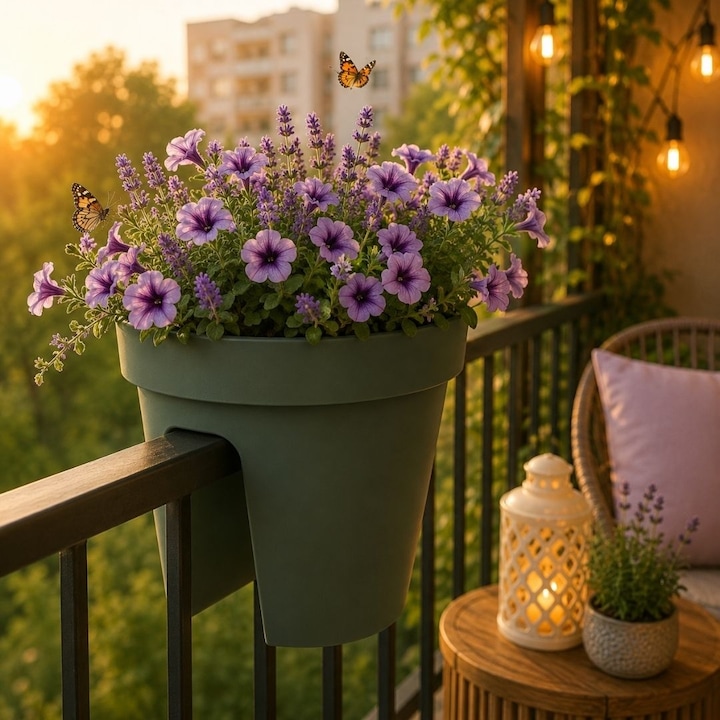 Hängender Pflanzkasten Für Geländer, Flower Bridge, 28 Cm, Dunkelgrün, Für Balkon, Terrasse Und Garten