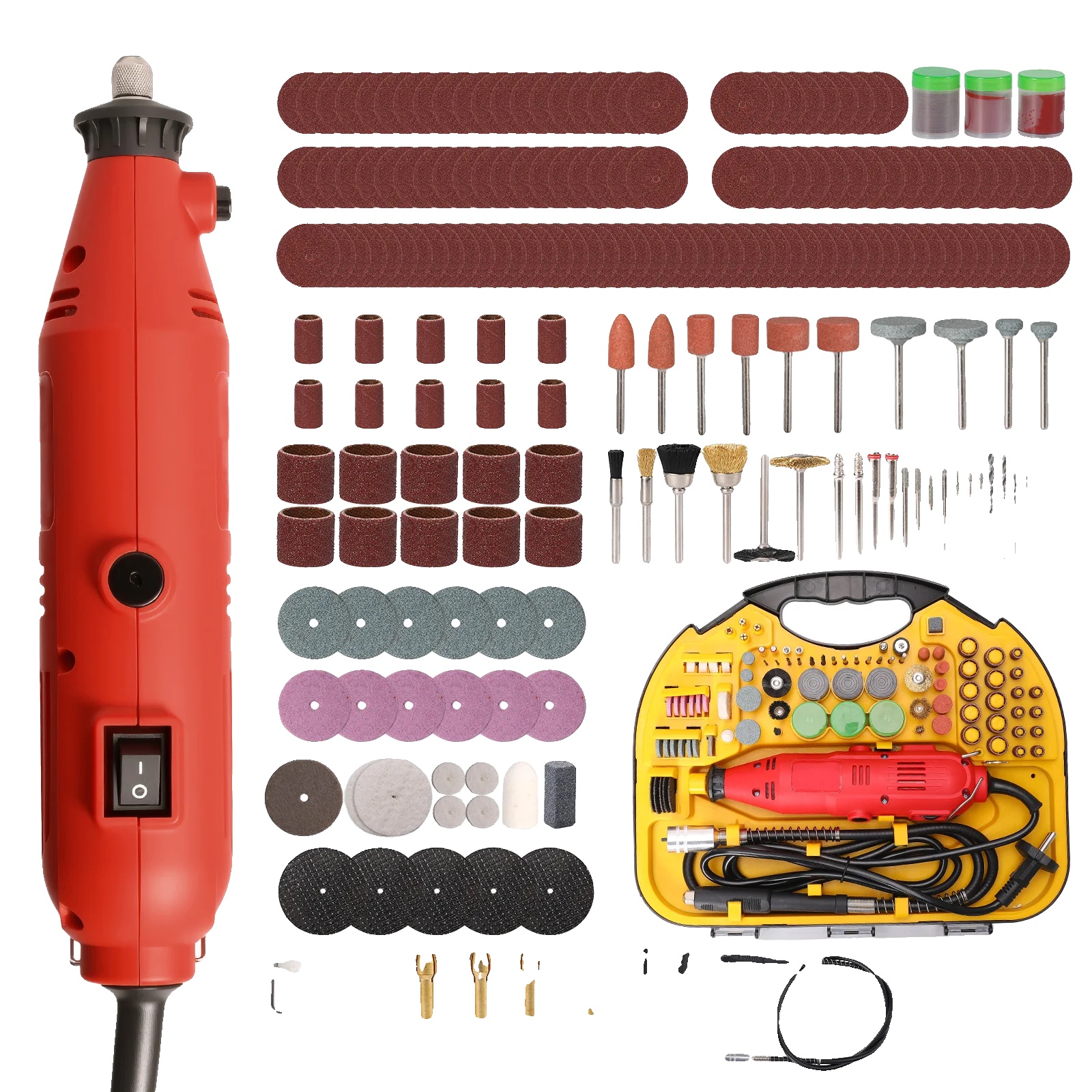 Rotationswerkzeug, 260 W Leistung, 6 Variable Geschwindigkeiten, 211-teiliges Set - 260 W