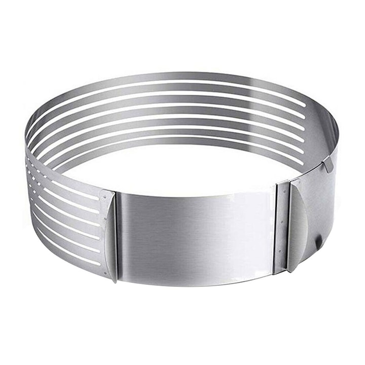 Edar Verstellbarer Tortenring, 6 Fächer Für Tortenschneider, Durchmesser 24–30 Cm, Edelstahl, Silber