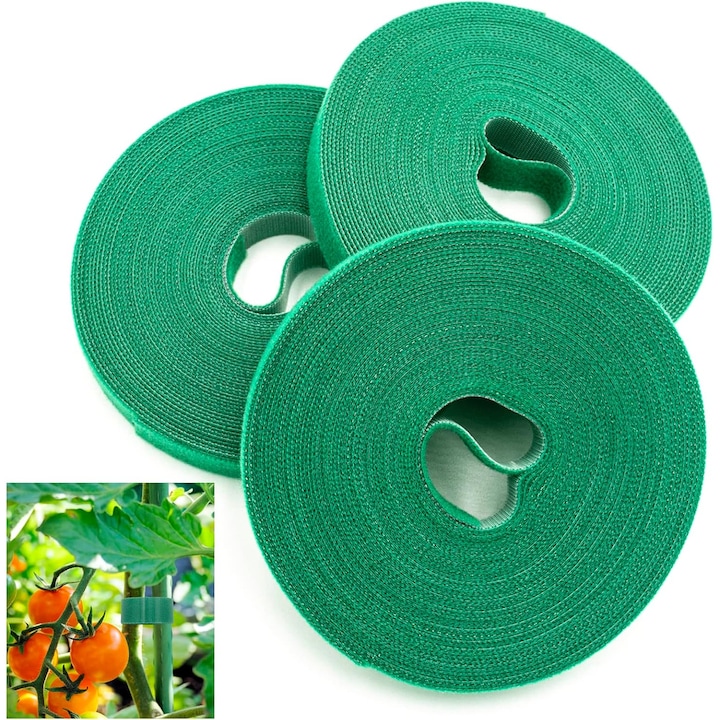 Set3 Klettband Zur Befestigung Von Pflanzen, Wiederverwendbar, 5 M X 1 Cm, Grün, Für Gartenarbeit, Tomaten Und Blumen