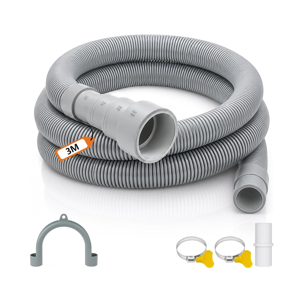 (2x Tuyau Vidange Machine A Laver, Kit Avec U Support And Colliers De Serrage, Pour Machine À Laver Et Lave Vaisselle (3 M /4 Zubehör)