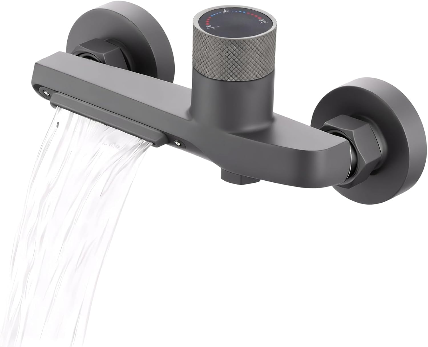 (2-sorties Eau Mitigeur Douche, Gris Waterfall Exit Mitigeur Baignoire, Température Réglable Robinet De Baignoire