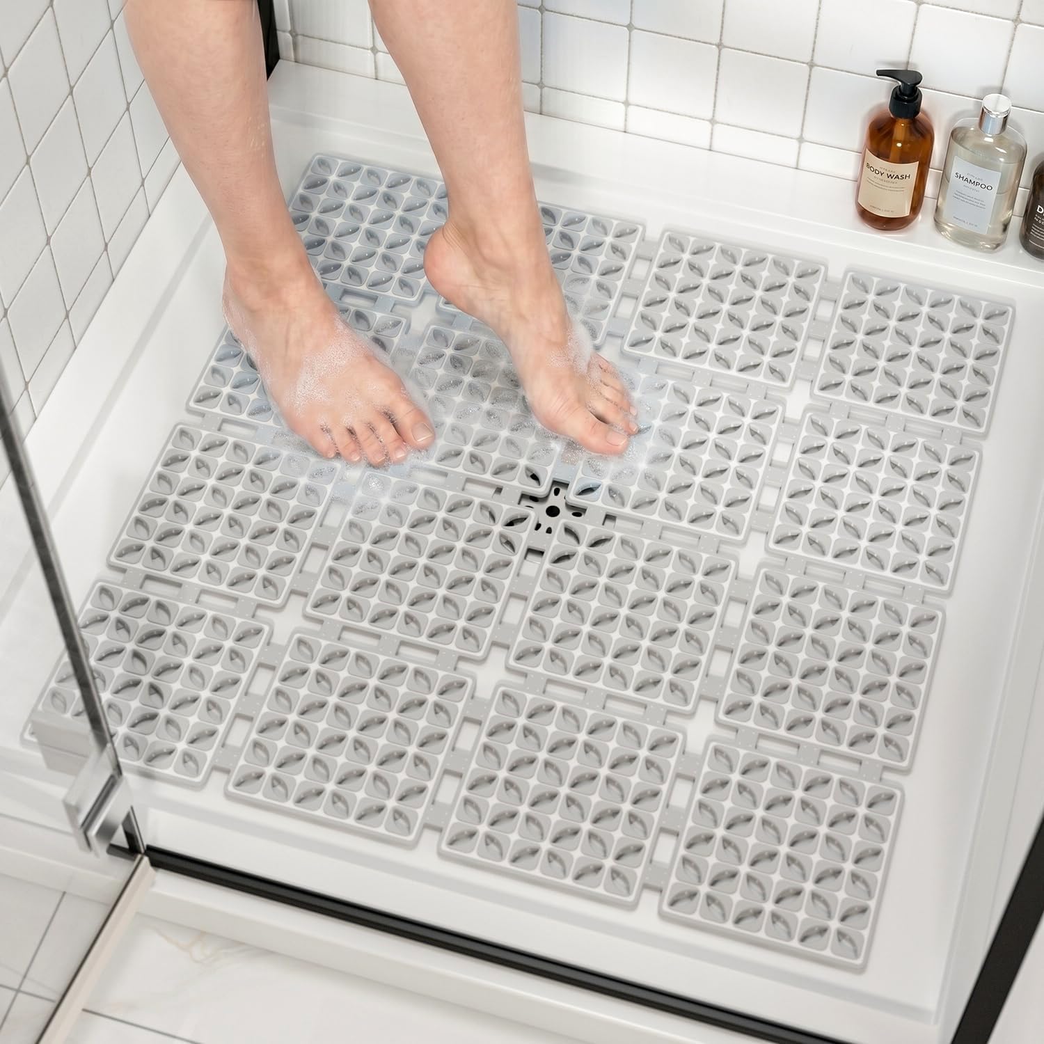Tapis De Douche Antidérapant, 60 X 60 Cm, Mit Ventous Und Trous D'Evacuation, Tapis De Baignoire Doux Und Séchage Rapide Für Das Innere Der Dusche