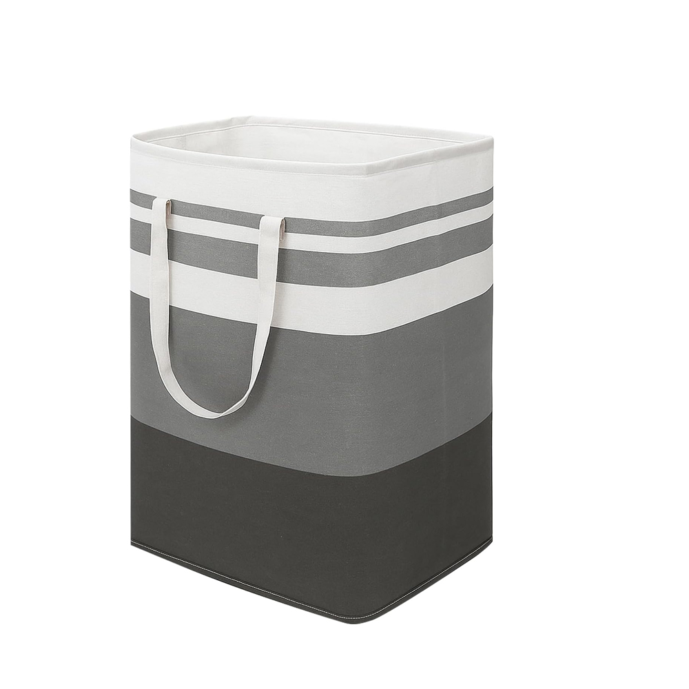 Gris Blanc Panier À Linge Pliable 75l Rangement À Fermeure Éclair, Sac À Linge Avec Poignée De Linges Pour Chambre À Coucher, Salle De Bain