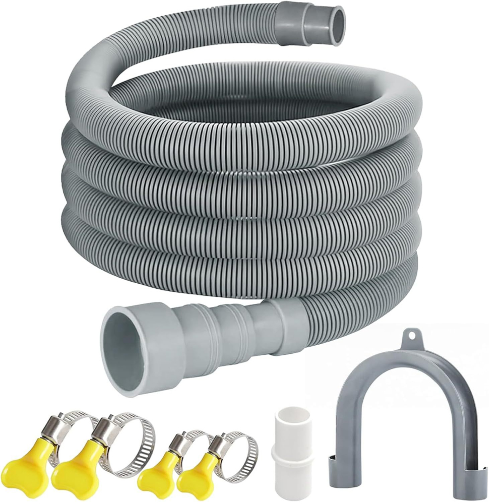 Tuyau Vidange Machine A Laver, 2m Rallonge De Tuyau De Vidange, Tuyau De Vidange Universel, Mit Support Und Colliers De Serrage, Für Lave-linge, (2m)