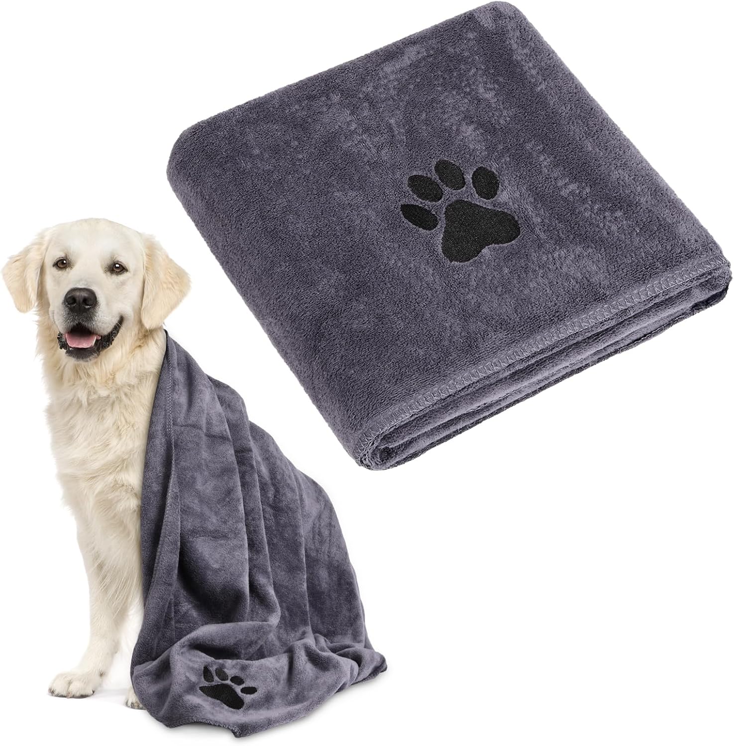 Serviette Pour Chien Extra Absorbante, 140x70cm Grande Serviette De Bain Pour Chien, Serviettes Pour Chiens Microfibre Serviettes Chiens Douce