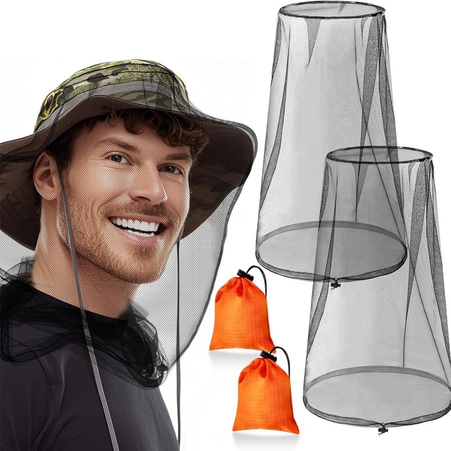 (2er-pack Tête De Moustique Net, Filet De Tête Anti-moustiques Avec Sac De Transport, Protection Contre Les Insectes Moustiquaire De Tete