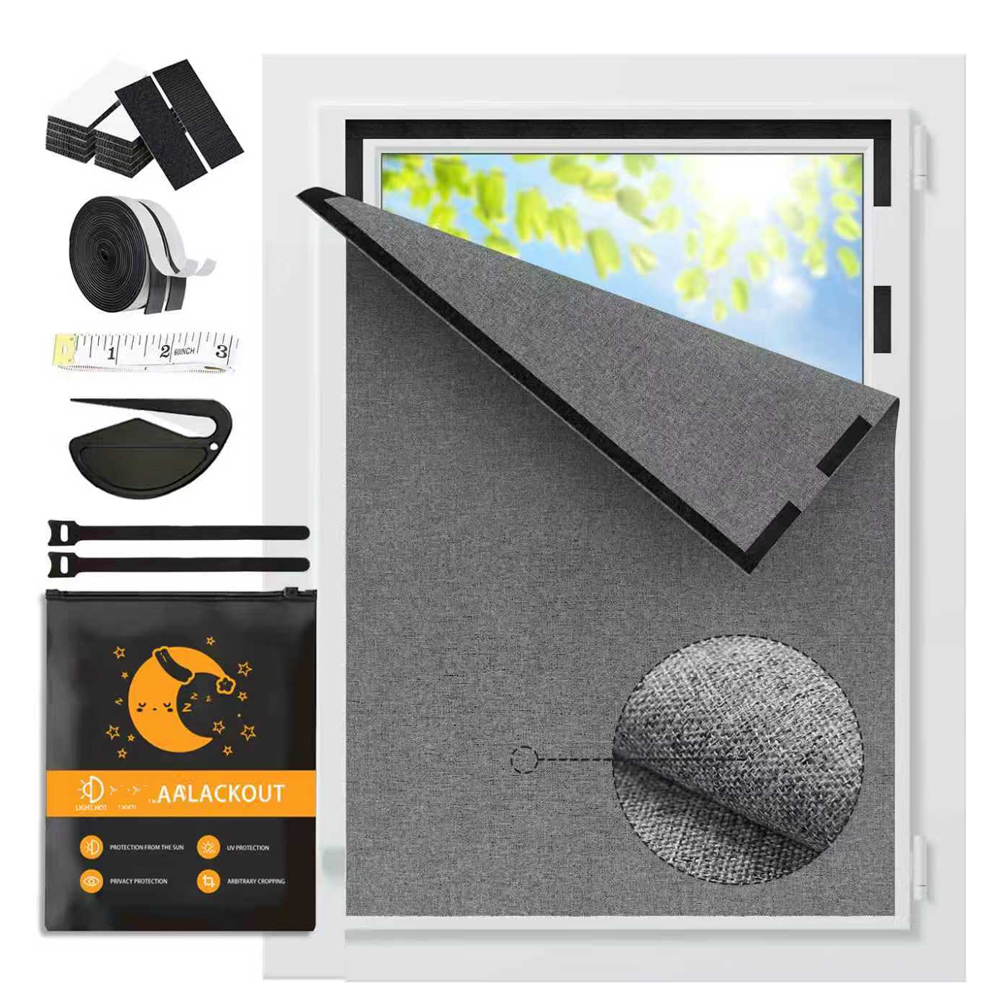 Rideau Occultant Sans Percage, Lin Tissu Anti Chaleur Store Occultantpour Voyage Chambre Bureau Toit Soleil Fenetre