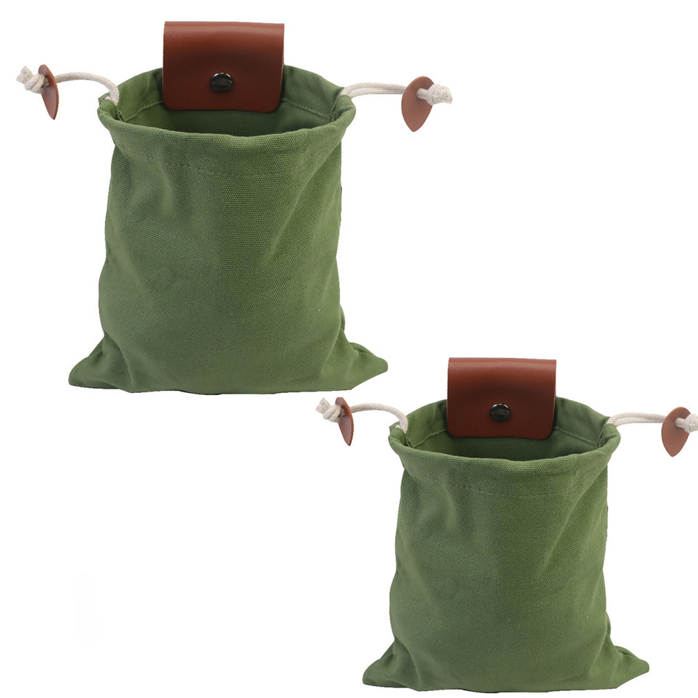 (2 Stück Pochette Recherche Nourriture En Toile Sac Bushcraft En Toile Avec Housse En Cuir Cordon Serrage Pochette Ceinture Recherche Champignons