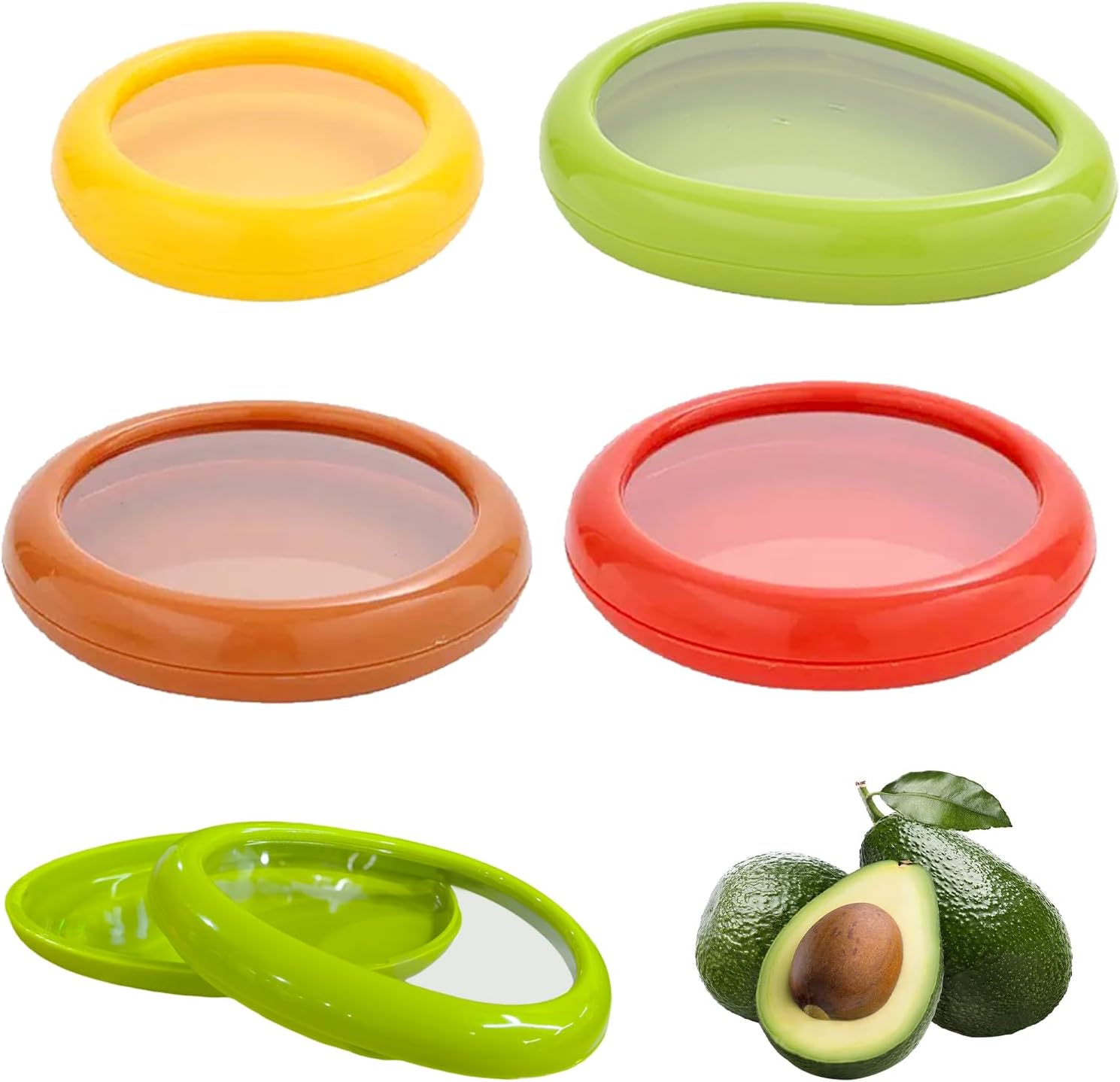 Los Mit 4 Wiederverwendbaren Silikonbehältern Für Früchte Und Hülsenfrüchte, Konservierungsbehälter Für Oignons, Tomaten, Zitronen Und Avocados