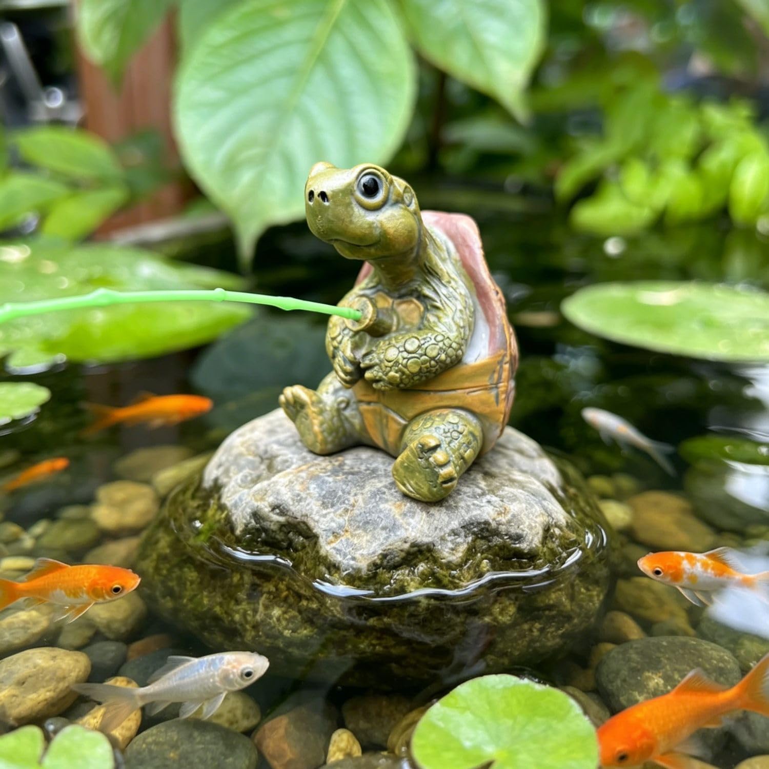 Mini Tortue Deko Jardin, Statue Tortue Pour Petit Bassin, Außendekoration Für Innenräume Für Bassin Balcon Terrasse (tortue Pêche)
