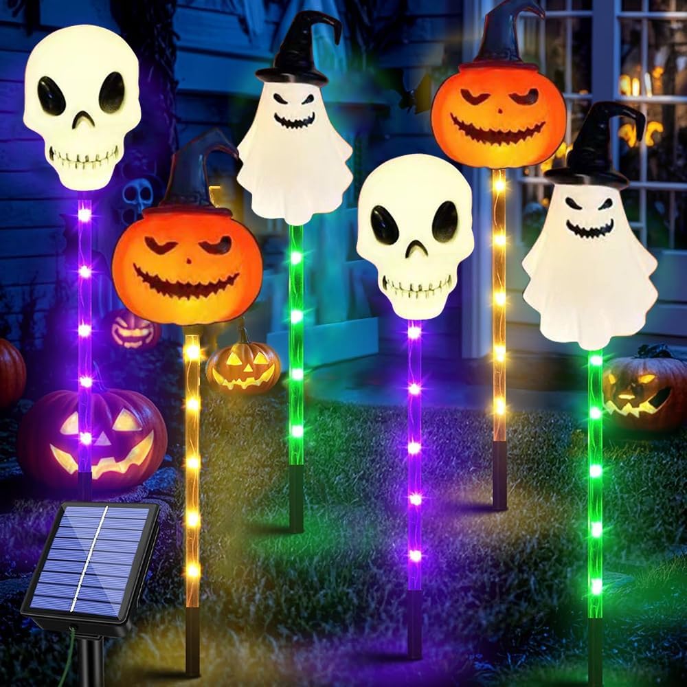 Guirlande Solaire Halloween,deco Halloween Exterieur Solaire,citrouille Halloween Exterieur-lampe Citrouille,fantômes, Crane-étanches,pour L'Éclairag