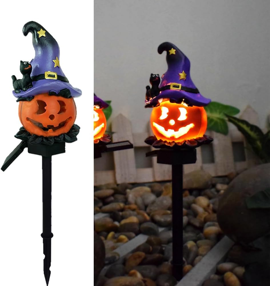 Led-zauberei-sonnenlichter Mit Citrouille-lichtern, Halloween-atmosphären-außendekorationslampen, Schwarzes Gold-chapeau Mit Citronen-lichtern