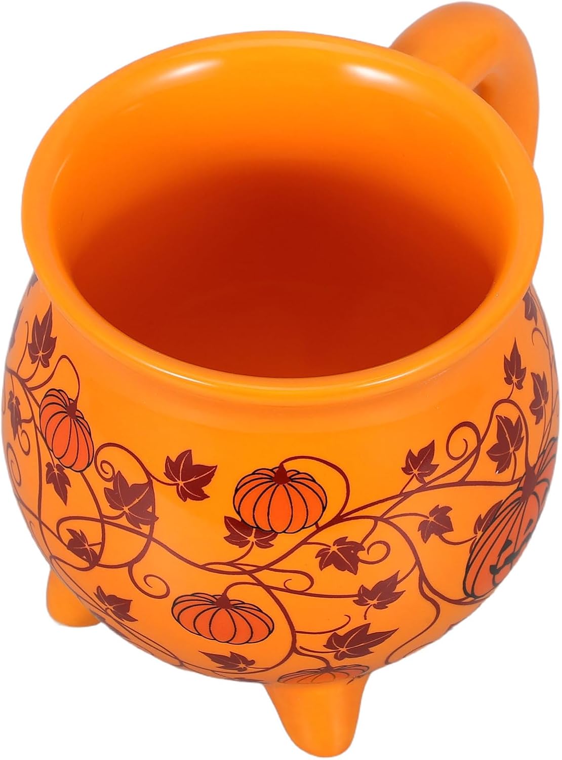 Tasse Aus Keramik Orange D'Halloween Visage De Citrouille, Fassungsvermögen 350 Ml, Widerstandsfähige Mikrokugeln, Rassemblements D'Automne Famille