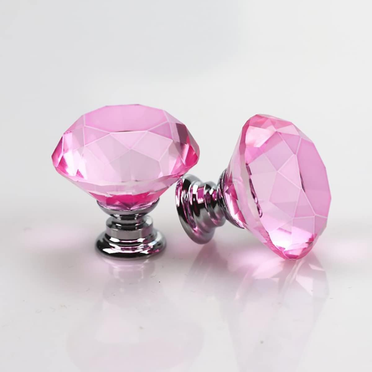 (6 Stück) Bouton De Tiroir In Verre Cristal, Porte Placard Meuble Tiroir, Poignée De Meuble In Pink Cristal Pour Meubles Commode Armoire Placard