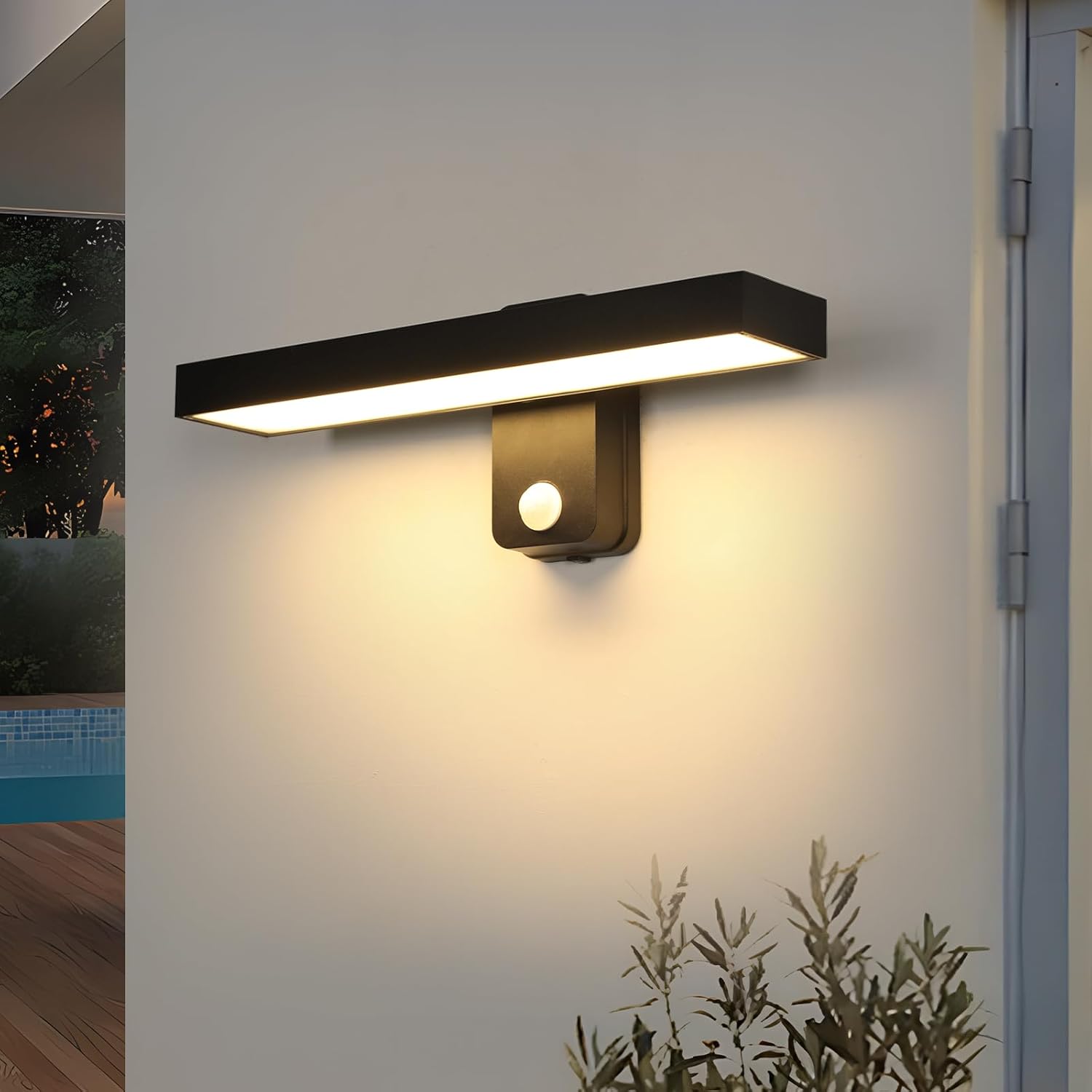 Außenwandleuchte Mit Bewegungsmelder, 24 W, Ip65, Moderne Wandleuchte, Eingangsbereich, Garten, Garage, 3000 K