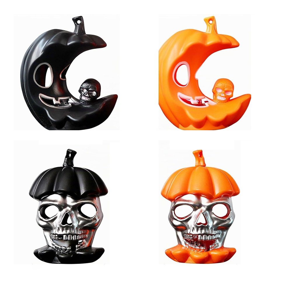 (4 Stück Laternen Decoratives Pour Halloween, Laterne Halloween Dekoration, Deco Interieur Exterieur, 2 Arten Von Têtes De Mort Lampes Citrouilles