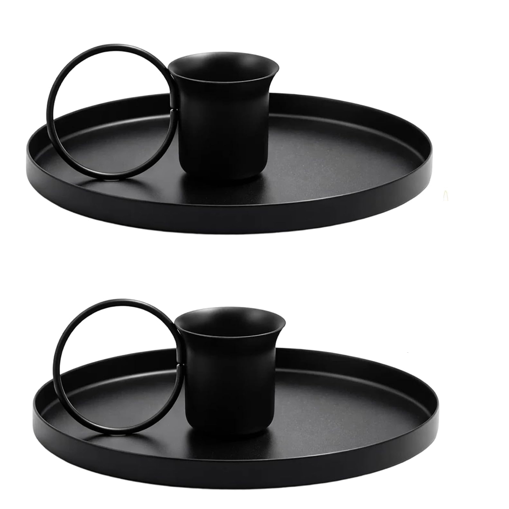 (2 Bougies Noirs Aus Metall, Porte Bougie Cylindriques Für Bougies Coloniques, Kronleuchter Für Bougies Colonne Für Mariage Table Décoration