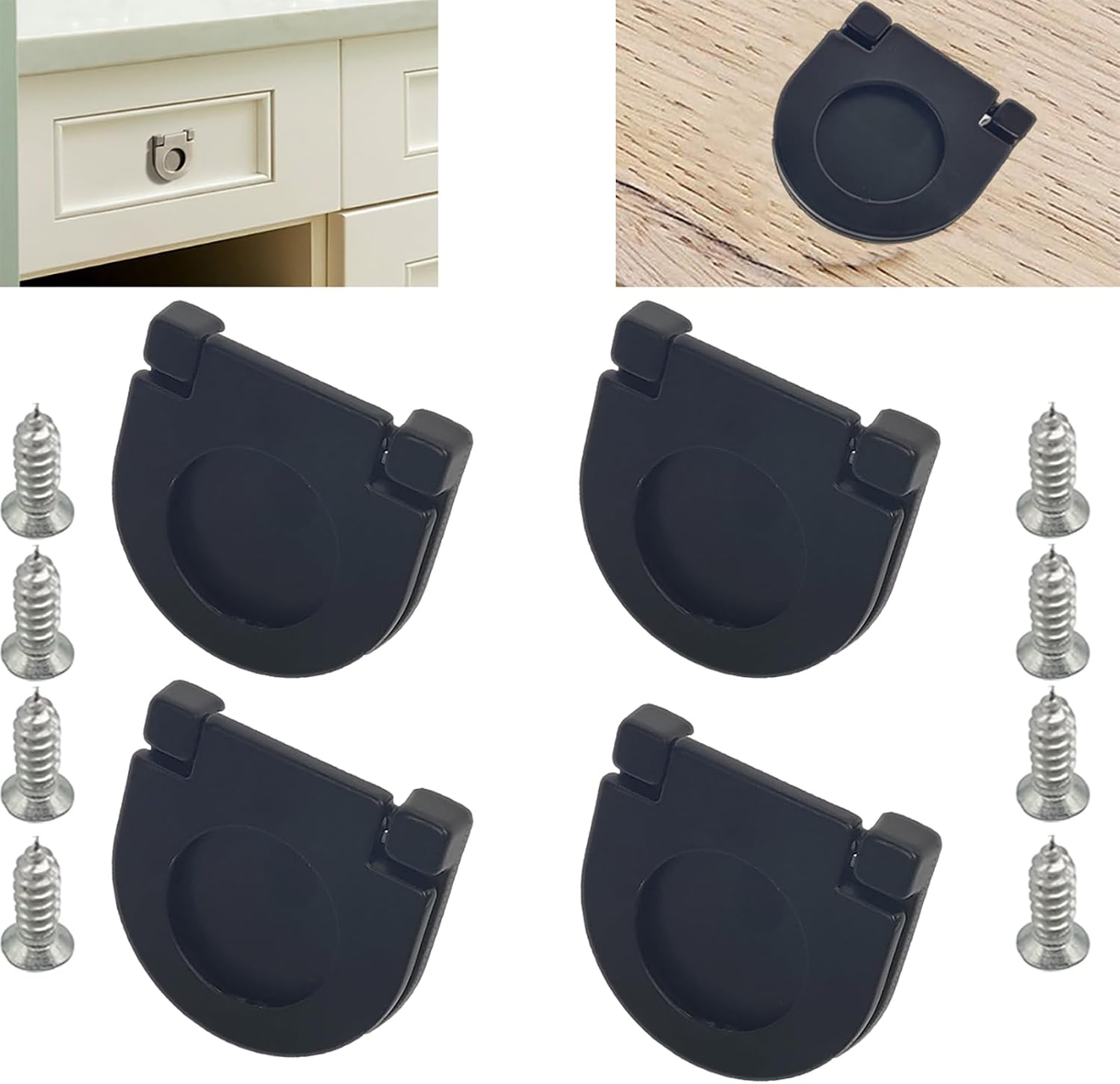 (4 Teile) Poignées Unsichtbar, Poignées De Porte De Tiroir Armoire De Kitchen, Tirette Avec Vis, Poignées De Tiroir De Quincaillerie D'Armoire