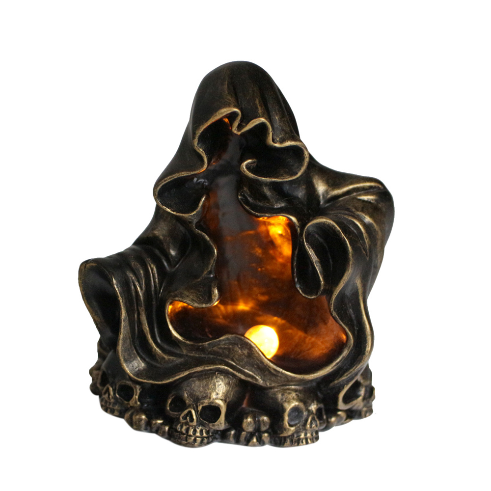 Lampe Fantôme Effrayante In Résine De Crâne Éclairage, Statue Décorative Unique Für Fêtes D'Halloween Und Décoration Extérieure