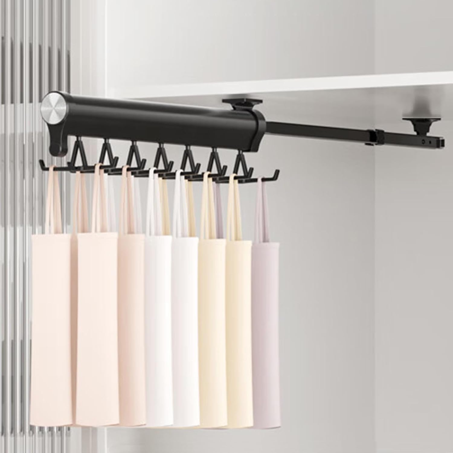 Tringle À Vêtements Extensible Coulissante Für Penderie Noir 292 Mm, Robustes Aluminium-verbindungsstück, Flüssiges Glitzern, Installationsmöglichkeit, Sortiment