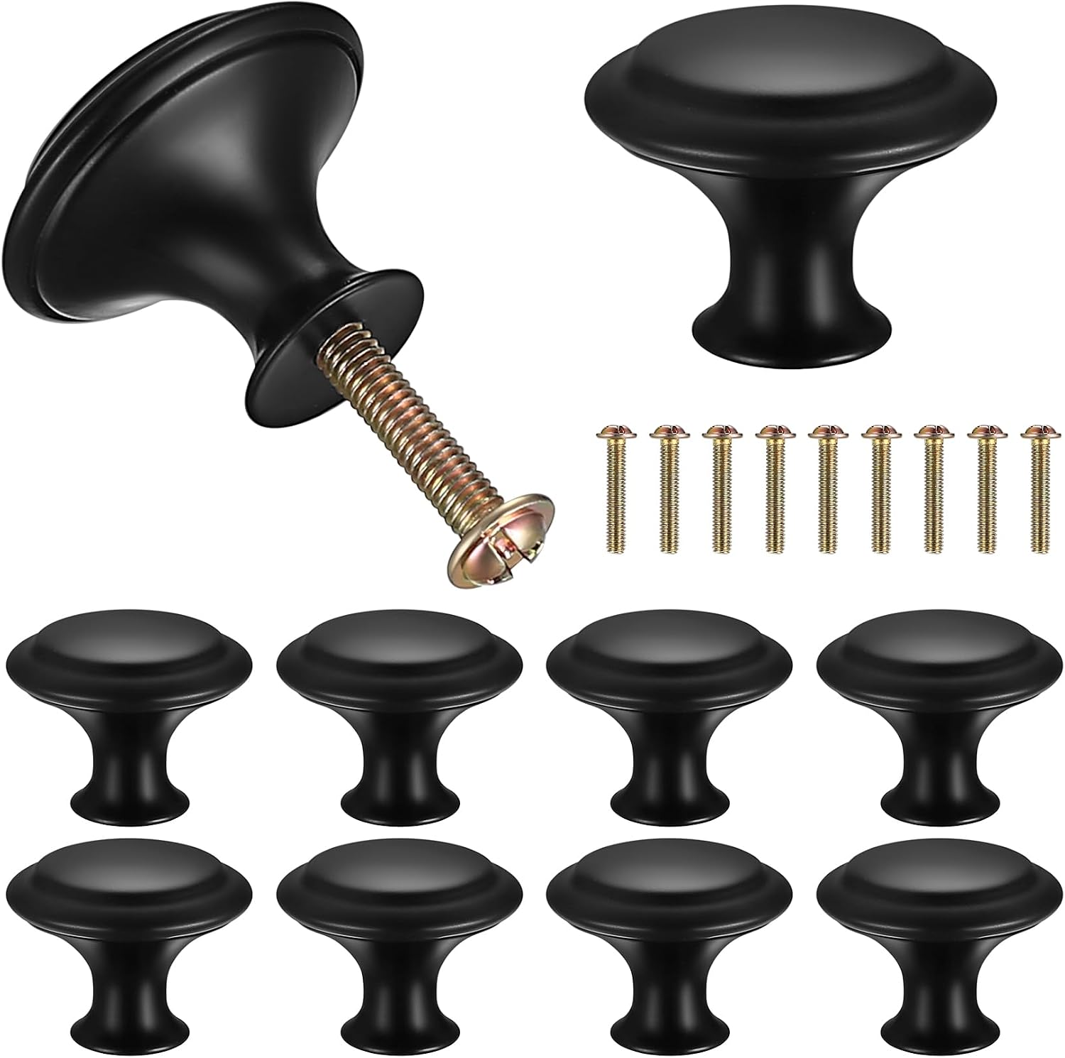 27x21mm (10 Stück) Boutons De Tiroir, Boutons De Meuble Ronds In Noir, Boutons De Portes Pour Poignée De Meuble Cuisine, Boutons Armoire Ronds