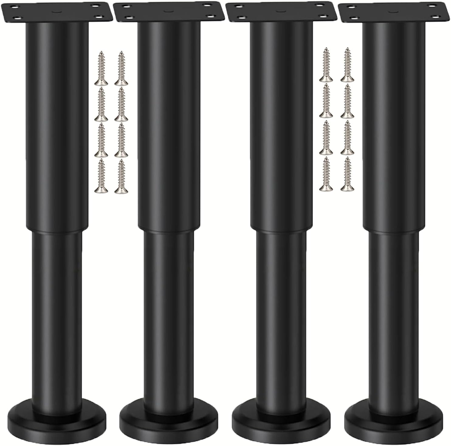 (4 Stück) Bewegliche Möbelstücke Aus Schwarzem Metall 18–30 Cm Pieds De Table, Réglables En Hauteur, Pour Meubles Table Chaise Bureau Armoires