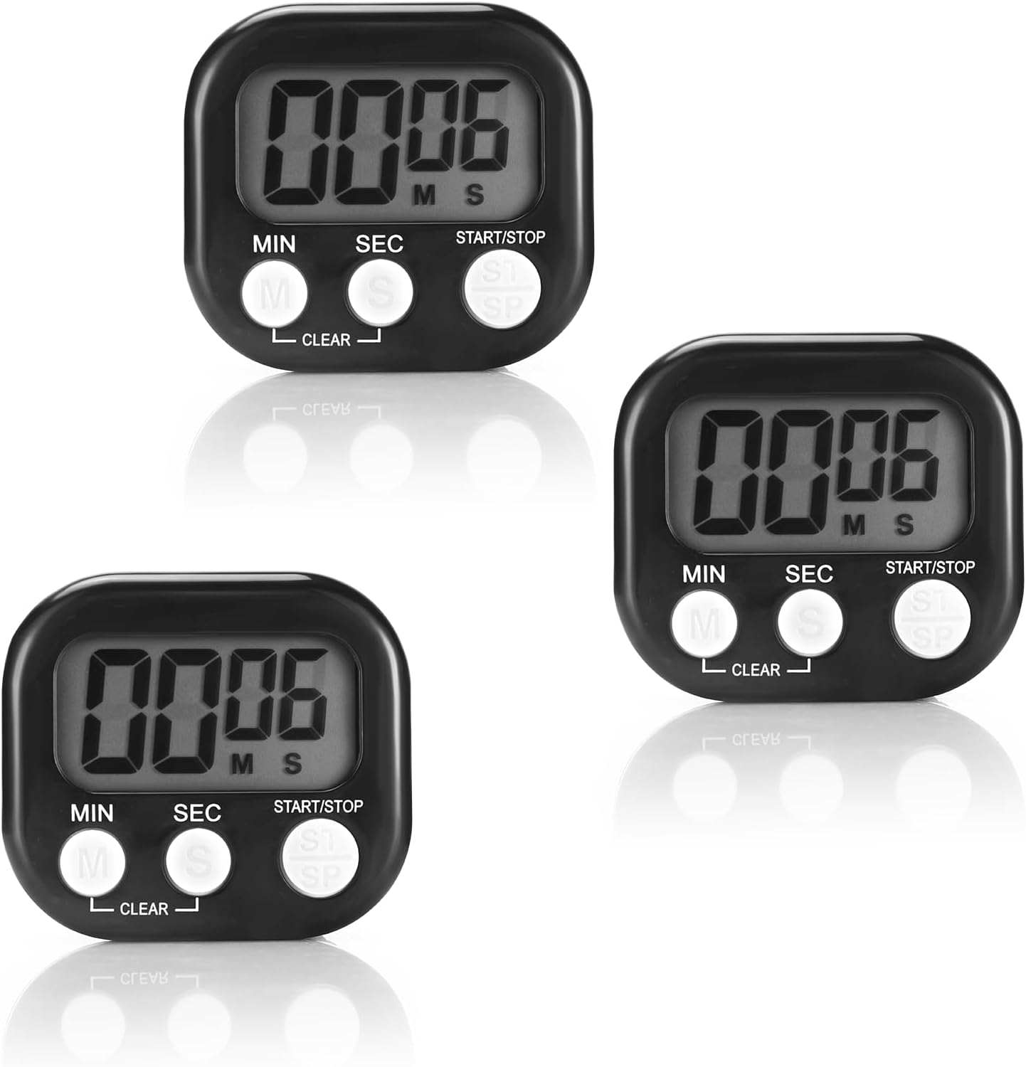 (3 Stück) Minuteur De Cuisine Magnétique (noir) Unterstützen Sie Pliable Convient Für La Cuisine, La Pâtisserie, Le Sport Et L'Apprentissage Und Chronometer