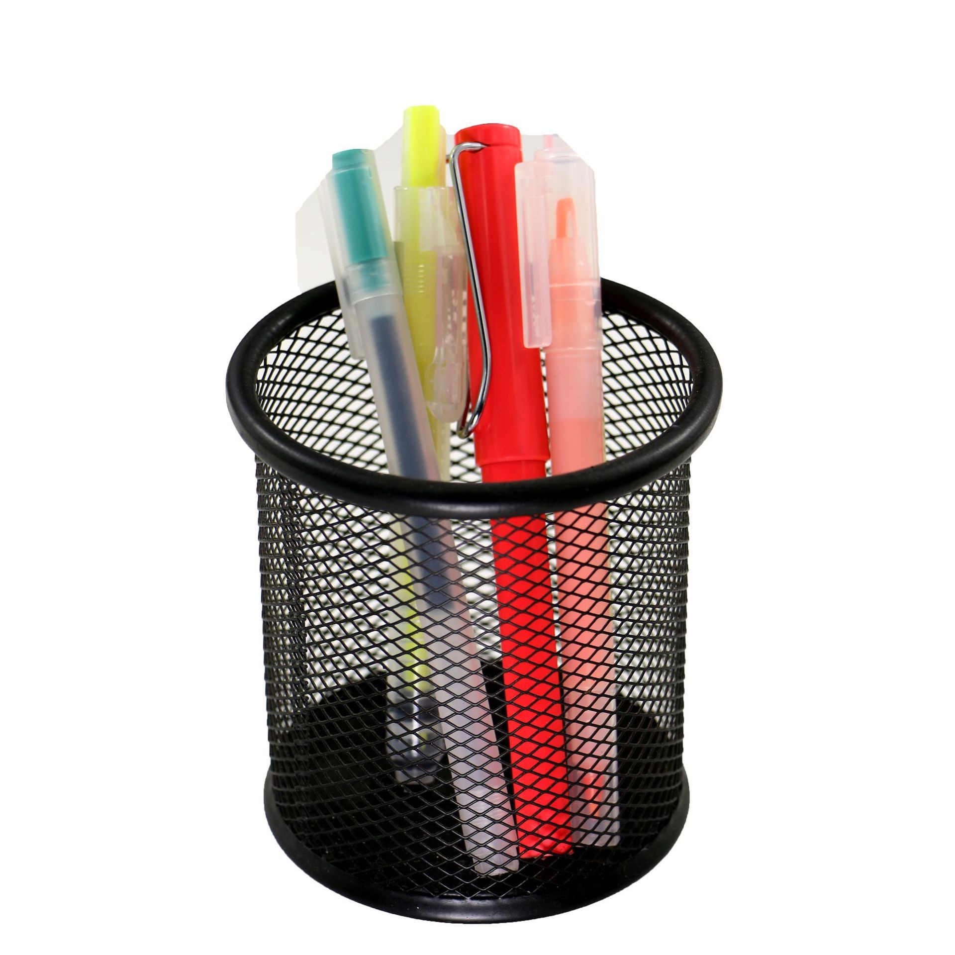(4 Stück) Pot A Crayon, Porte-stylo Round En Metal, Pot A Crayon Multifonctionnel Grande Capacité, Organisateur De Bureau Pour La Maison, Noire