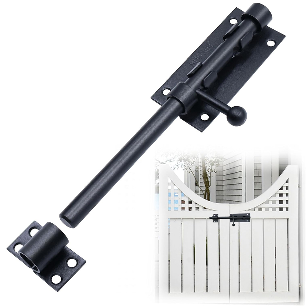 Noire Targette De Porte, Inoxydable Targette, Verrou Porte Interieure Pour Portail De Jardin, Fenêtres, Cabanon (8 Pouces)