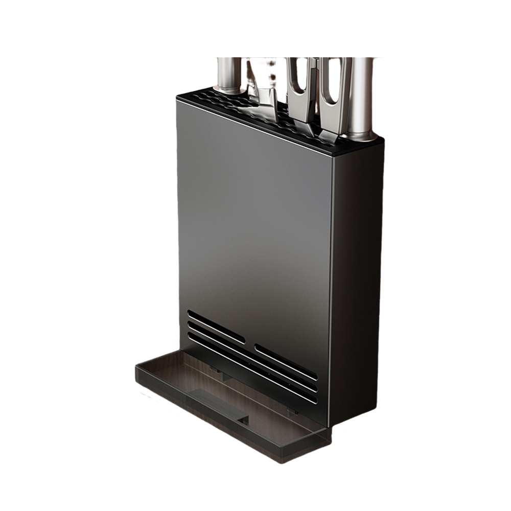Range Couteaux De Cuisine Wandgemälde Der Porte Couteaux In Acier Carbone, Range Couteaux Noir Mit Bac Égouttoir Pour Couteaux Et Utensiles Cuisine