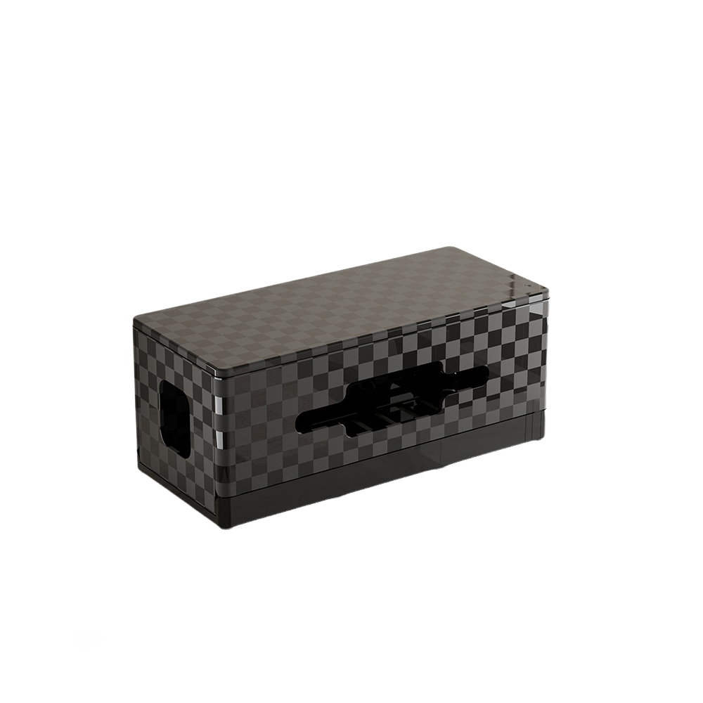 Boîte De Rangement Pour Câbles Pliable En Abs Noir Design Épuré, Pour Bureau Et Maison, Cache Multiprise Et Fils, Finite Effet Fiber De Carbone