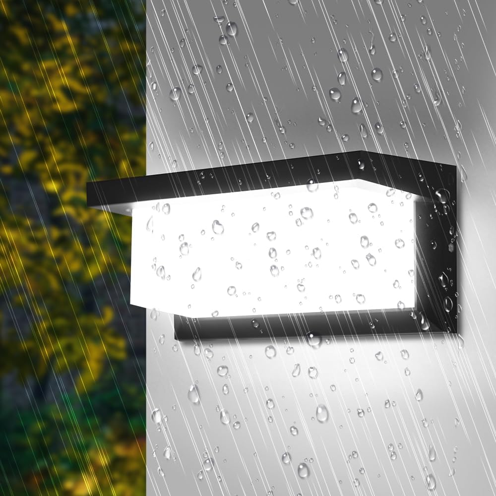 Applique Murale Exterieur 18w Luminaire Exterieur 6000k Eclairage Exterieur Ip65 Lumiere Noir Exterieur Led Für Garten, Terrasse, Garage
