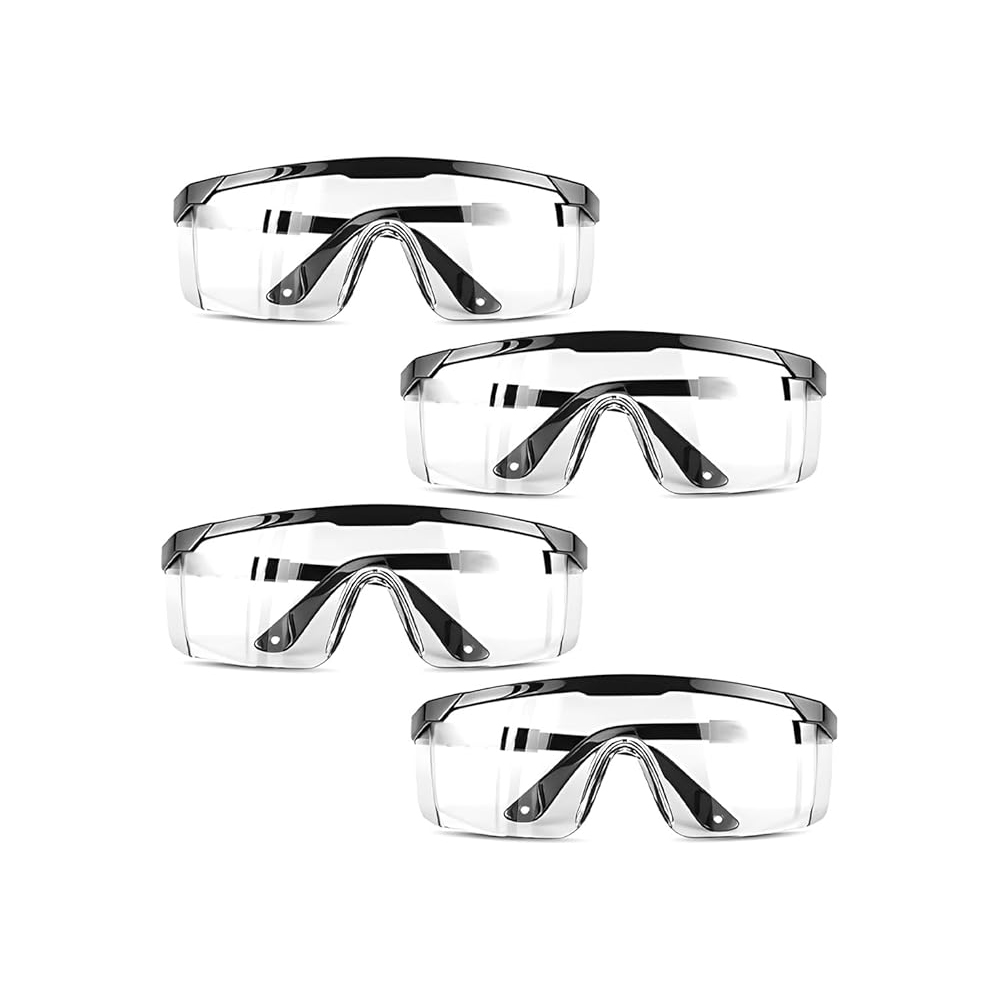 (4x Lunettes De Protection Anti-buée Et Uv Lunettes Et Anti-rayures Pour Les Lieux De Travail, Construction, Bricolage, Laboratoire, Soudage, Chimie