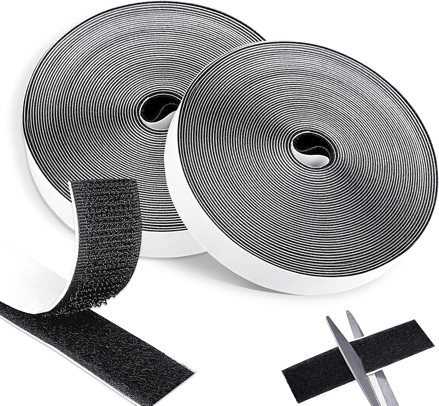 (10m X 20mm Scratch Autocollant Double Face, Noir Extra Forte Adhésif Hook Loop Bande Agrippantes, Idéal Pour Cadre, Fenêtre Et Bricolage