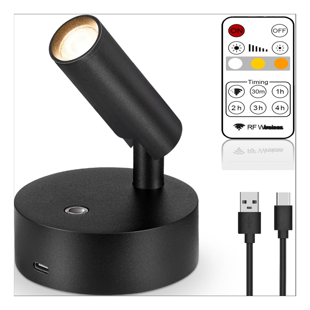 Spot Led Wiederaufladbar Über Usb, Innenwand-wandleuchte Sans Fil Noir