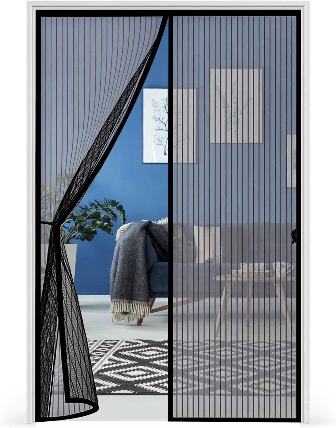 100x200cm Moustiquaire Porte Fenêtre, Rideau Anti Moustique Magnetique Fermeure Automatique, Moustiquaire Aimantée Pour Porte Fenetre