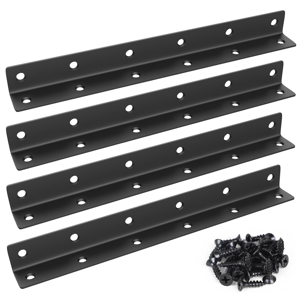 (4 Stück Verbindungsstücke In L 275 X 27 X 27 Mm Schwarz, Mit Sicht, Befestigungselementen Für Verstärkungen, Reparaturen, Schränke, Möbel