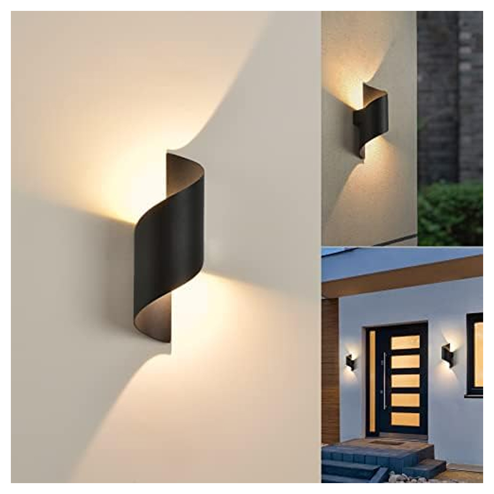 Led-wandleuchte Für Den Innen-/außenbereich, 10 W 3000 K Weiße Weiße Lampe, Moderne Up-down-leuchte, Eclairage Etanche, Spirale Aus Metall Für Bar, Schlafzimmer, Schwarz