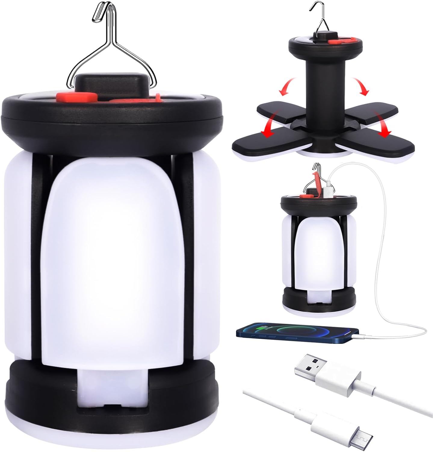 Camping-laterne, Wiederaufladbar Über Usb, 6 Led-modi, Tragbare Camping-laterne, Outdoor, Für Camping, Pêche, Randonnée, Notfall