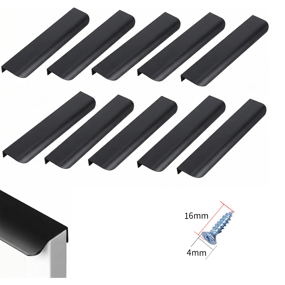 Lot Von 10 Unsichtbaren Poignets De Meuble Cuisine Aus Aluminium, 200 Mm Poignées Encastrées Affleurantes, Poignée Meubles Pour Tiroirs Und Portes D'Armoire