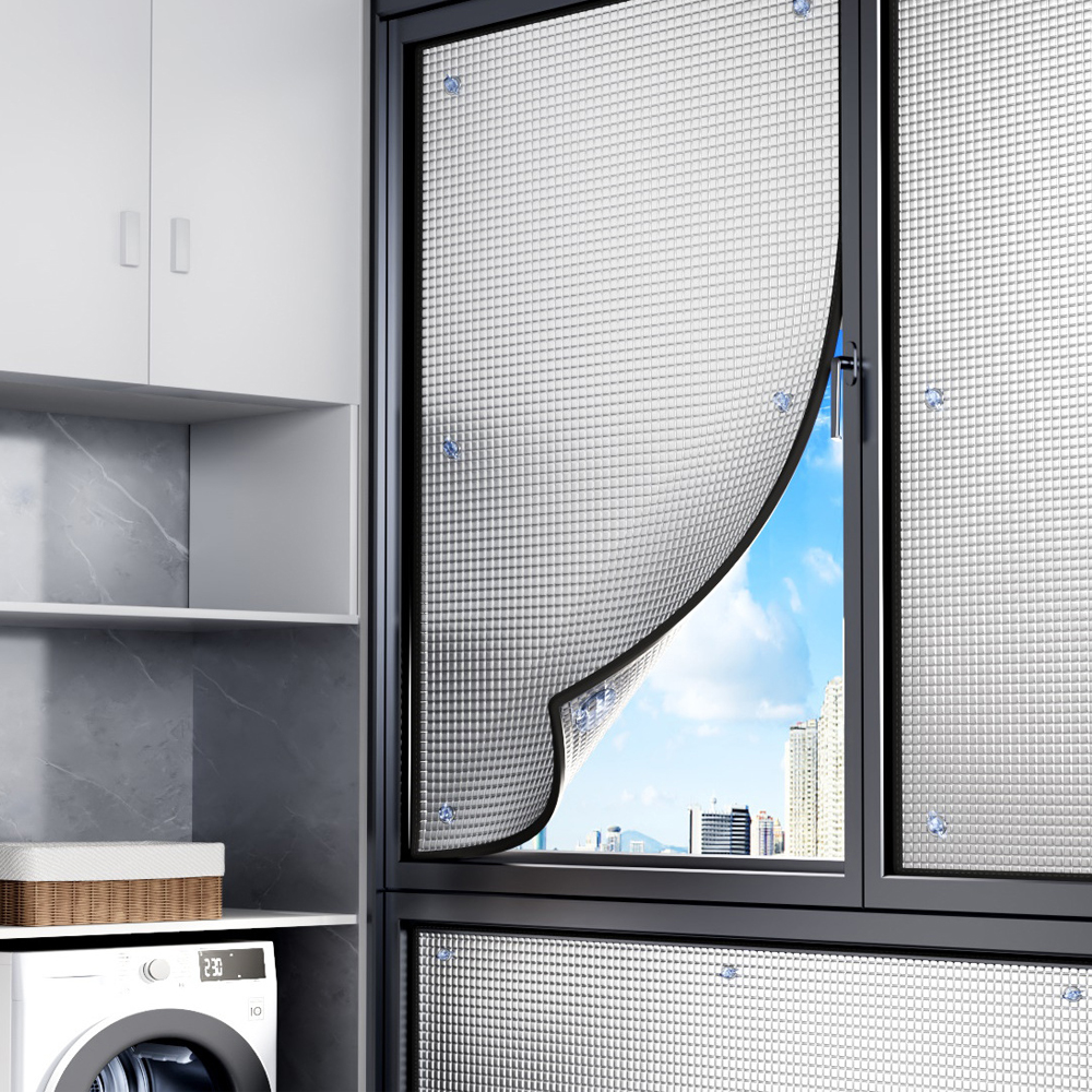 Anti-chaleur Anti-uv-folie Für Fenster, Isolierende Okkultant-folie Aus Aluminium, Reflektierende Sonnenschutzfolie Mit Lüftungsschlitzen (100 X 110 Cm)